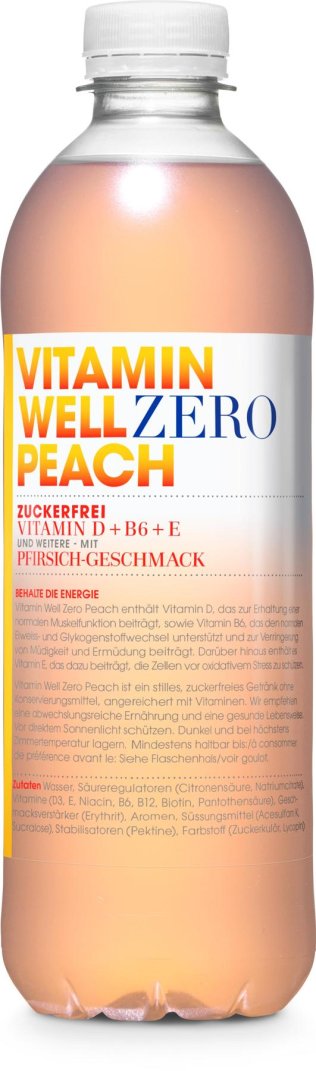 Vitamin Well Zero Peach PET Tra 12x0.50l