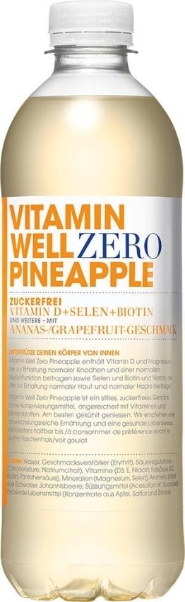 Vitamin Well Zero Pineapple PET Tra 12x0.50l